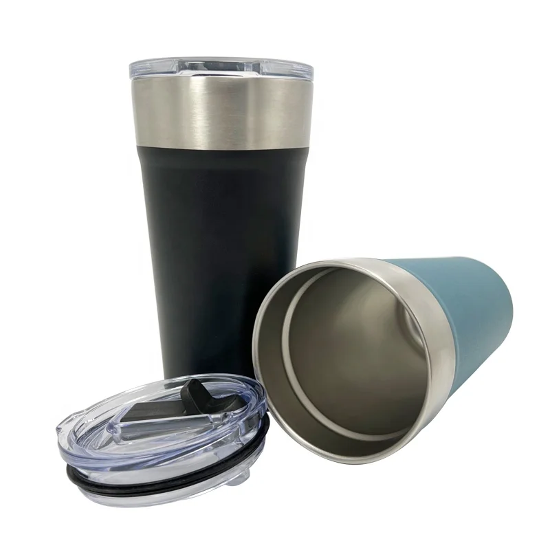 Double wall BPA free stainless steel pint vacuum insulated straw lid beer tumbler bottom with opener