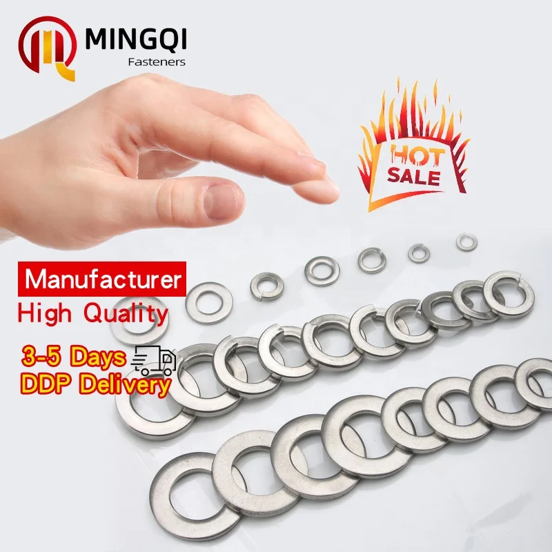 Factory direct din125 carbon steel zinc Hot dip galvanized M10 M12 M14 spring washer flat washer set