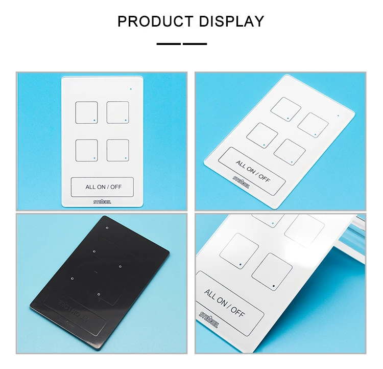 Factory Custom Decorative Silk Screen Tempered Glass Panel Electronic Devices Smart Light Wall Socket Bathroom Hotel Flat Solar