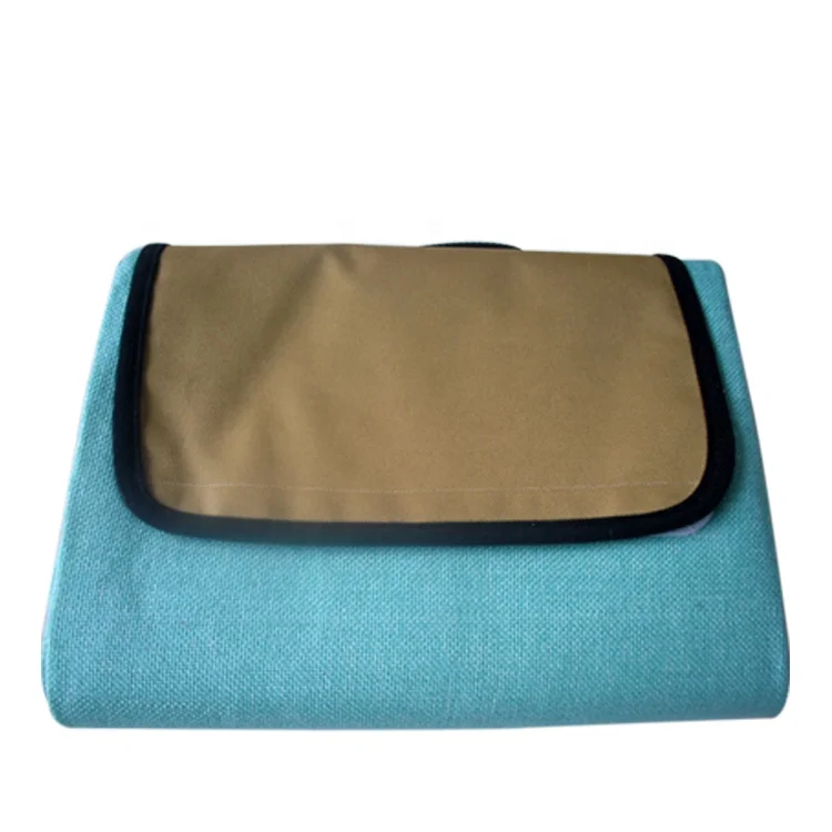 Custom Logo Polyester Knitted Large Outdoor Light Soft Roll Up Picnic Blanket Mat