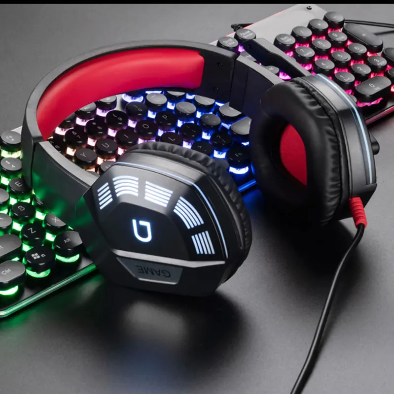 2022 New gaming earphones headsets USB wired headset comfortable noise canceling Gaming headphone with Mic and LED backlight, M1