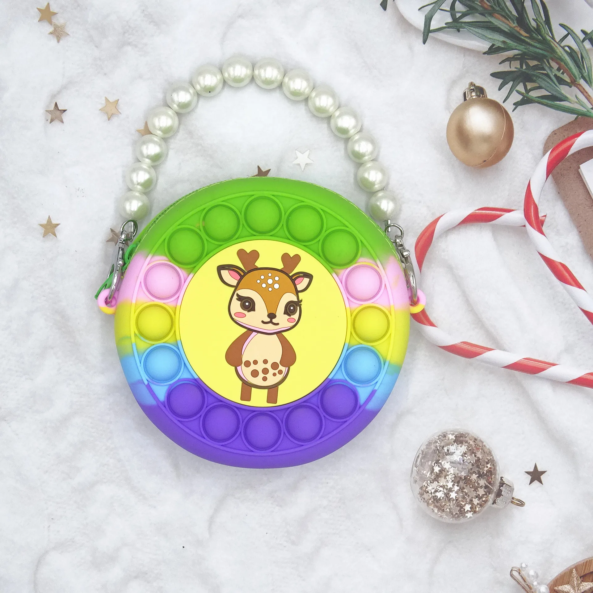 Модная женская жемчужная силиконовая Сумочка, пуш-поп Пузырьковые сумки, креативная Радужная маленькая Желейная мультяшная силиконовая ручная сумка для дам