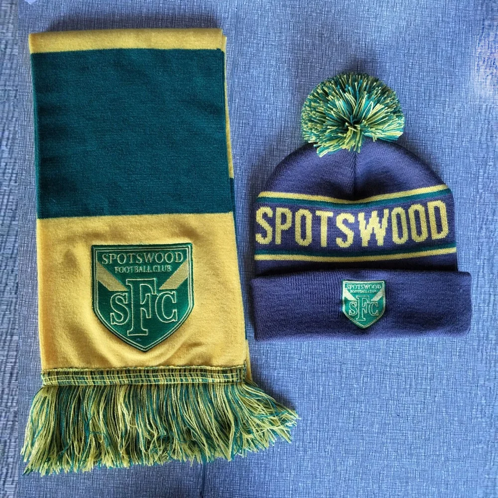 
Promotion Acrylic Scarf Fans Soccer Knitted Sport Football Scarf and Hats Set 