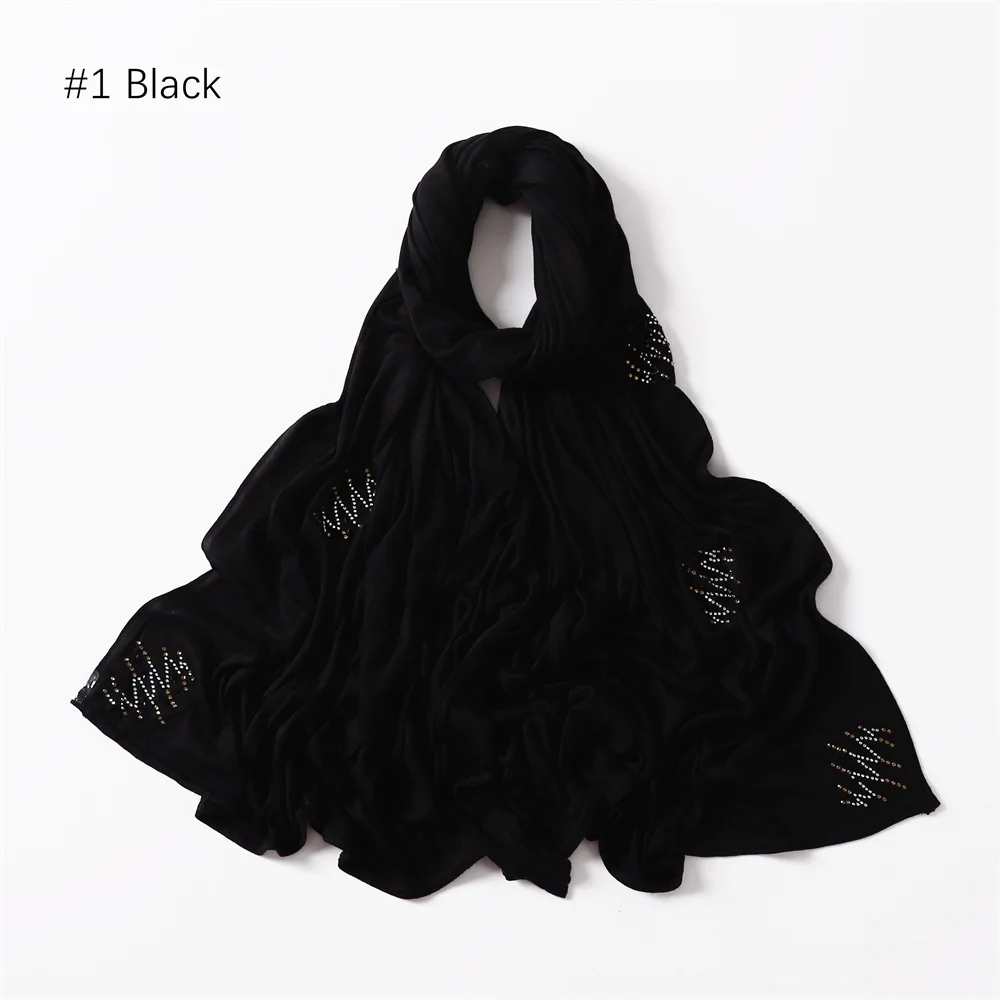 Chunky Mercerized Cotton Headscarf Hijab For Women Wholesale Solid Color Muslim Women Long Turban