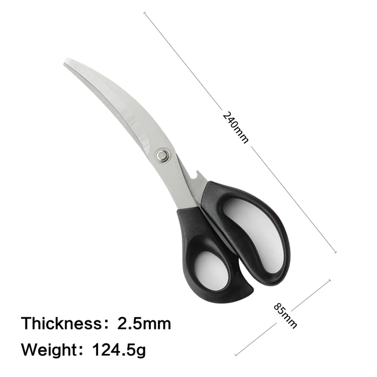 Competitive Price Kitchen Single Scissors Korean Curved Blade Barbecue Scissors