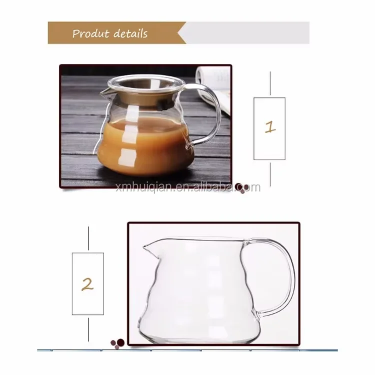 drip limited hot coffee dripper style server kettle 360ml 600ml coffee pot/teapot set heat resistant glass