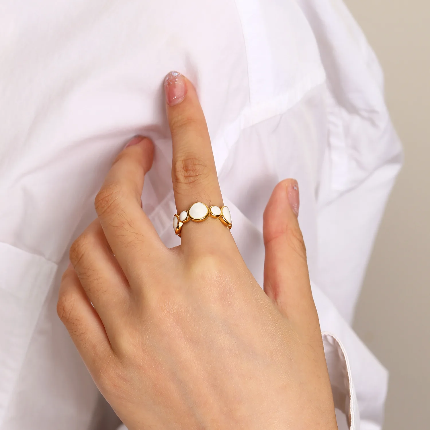 Best Selling Multi Color Drip Oil Finger Ring 18K Gold Plated Irregular Round Shape Enamel Stainless Steel Rings for Party