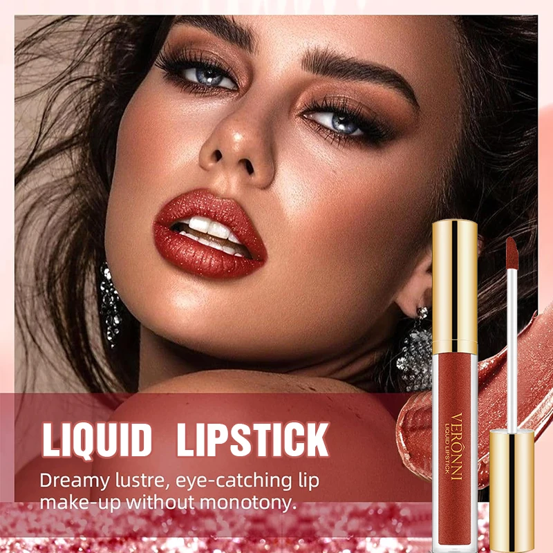 Diamond lip gloss 10pcs/Set Velvet non-stick cup Lipstick 24HR Lasting Finish Liquid Lipstick Lip Gloss set Makeup Cosmetic