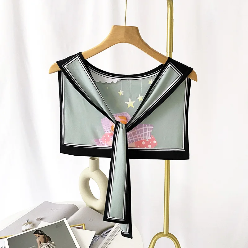 New Korea Style Hair Tie Band For Business Party Square Korean Silk Vintage Silk Scarf Square Shawls Cloaks