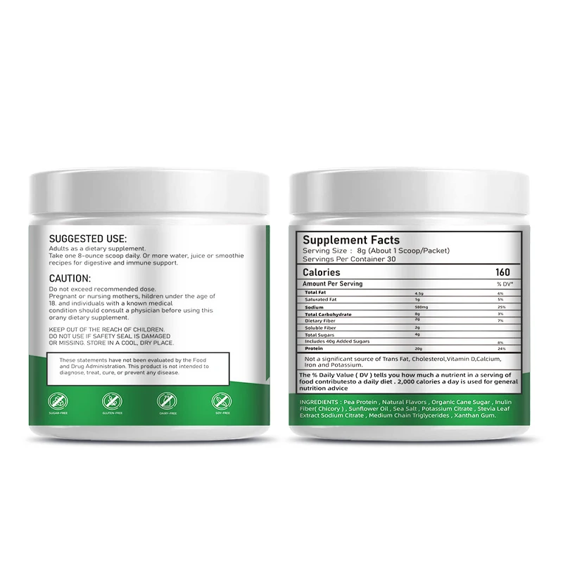 Food grade pea protein powder wholesale own brand organic vegetarian protein isolate powder pea protein powder