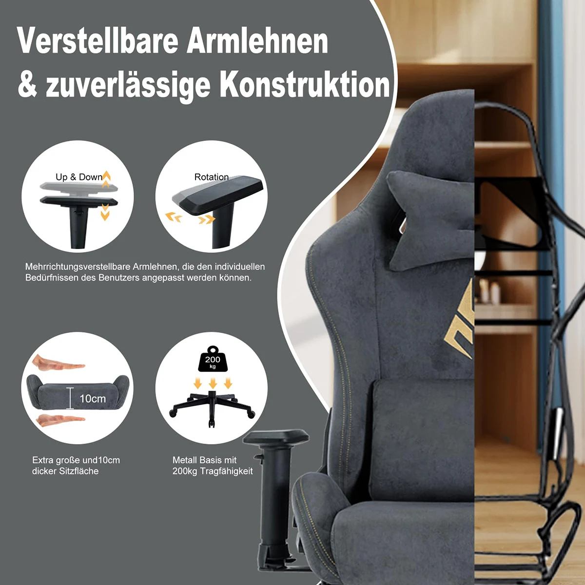 Ergonomic PC Silla Racing Style Computer Game Chair Breathable Alcantara Office Chair Adjustable Swivel Task Chair with Footrest