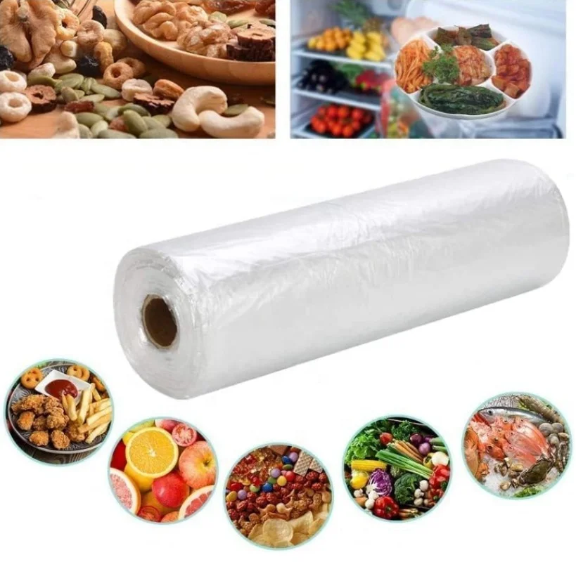 Polythene Bags on a Roll Fruit Vegetable Clear Plastic Butchers Counter Bags