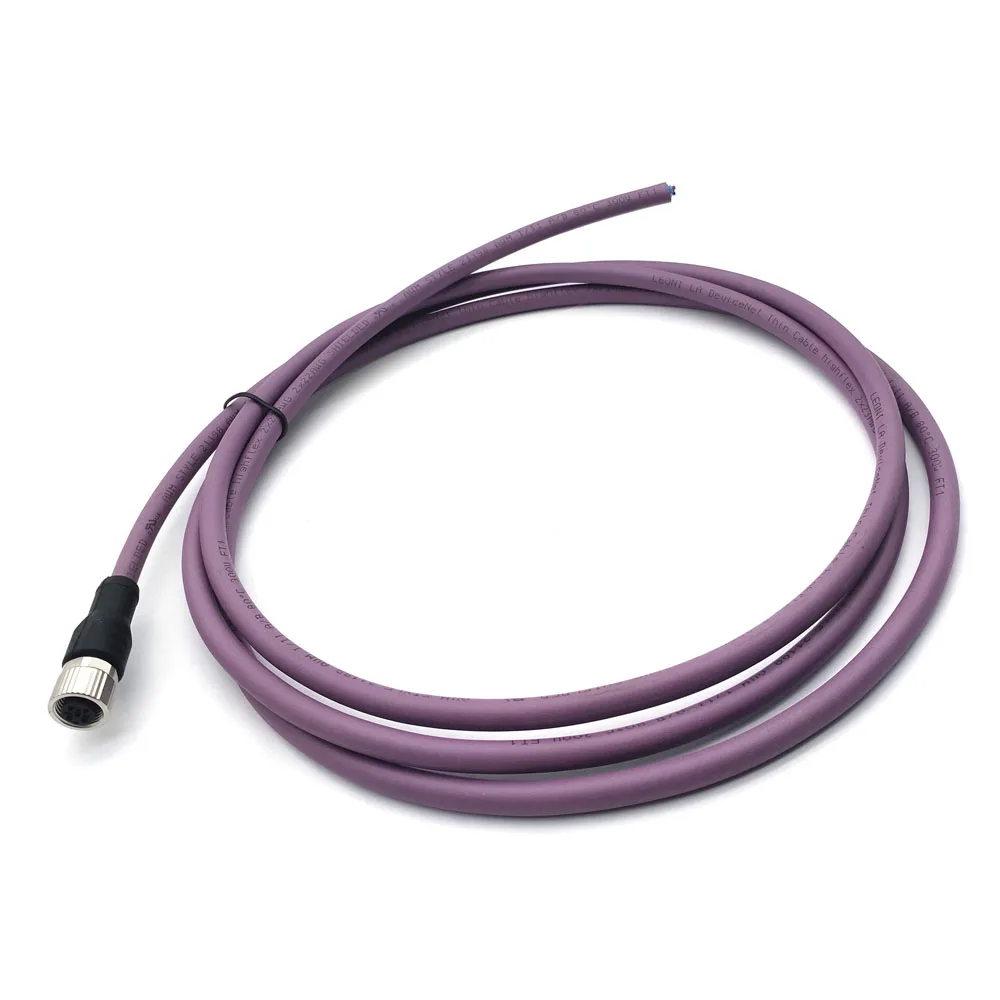 SVLEC IP67 Shielded Devicenet Canopen 5 Pole Coding A M12 Fieldbus Connector with Open Ended Wires