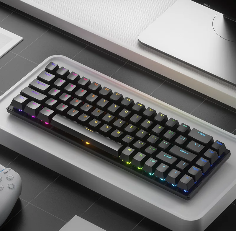 Игровая электронная Спортивная RGB совместная индивидуальная трехрежимная механическая клавиатура Q68 светящаяся компьютерная портативная