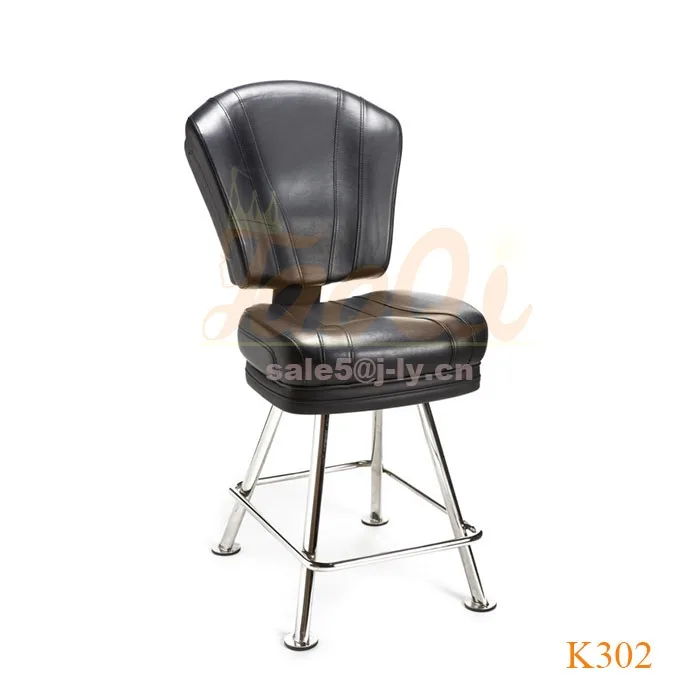 K302 Casino table chairs swivel  bar stool chromed base slot machine porker baccarat gaming seating bar chair