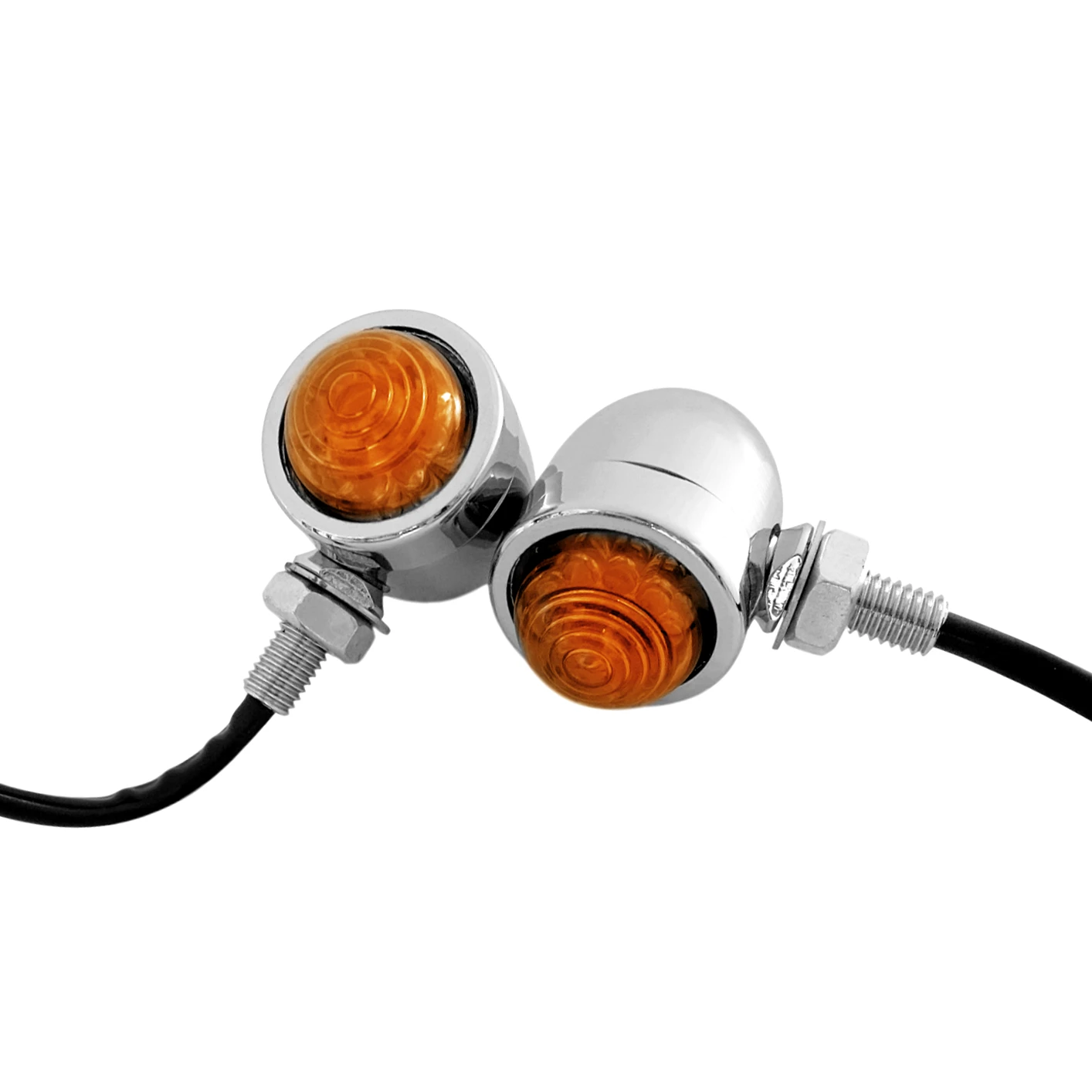 Amber Lens Aluminum For Harley Custom Bike LED Indicator Turn Signals