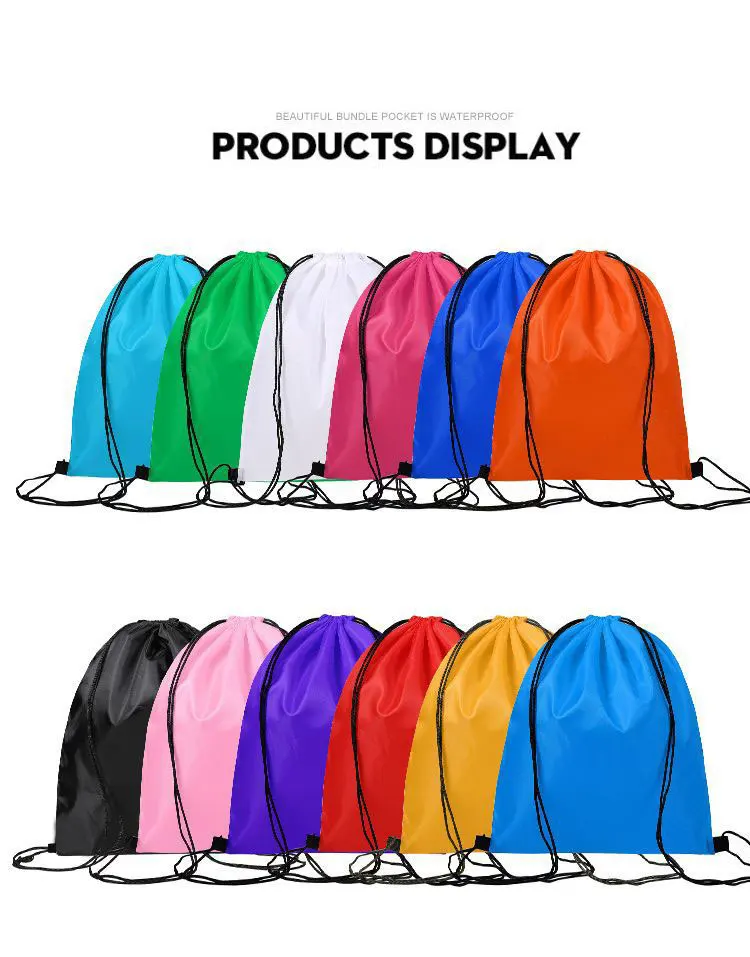 Wholesale Sports Waterproof Oxford Cloth Polyester Nylon Outdoor Pocket Drawstring Backpack