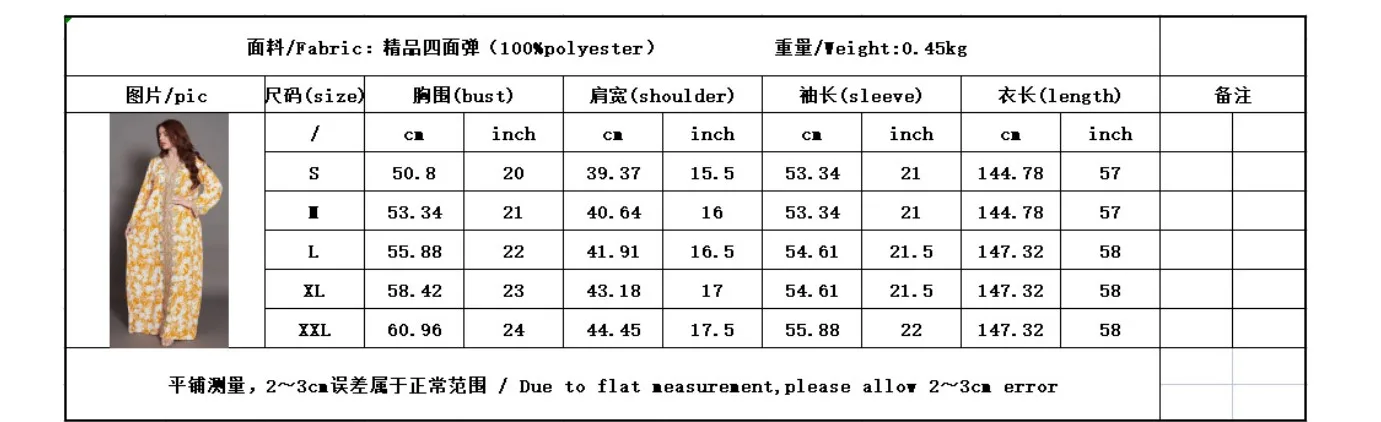 2022 new arrival Islamic clothing Arabic Muslim women abaya dress yellow print sequins gold lace Moroccan dresses