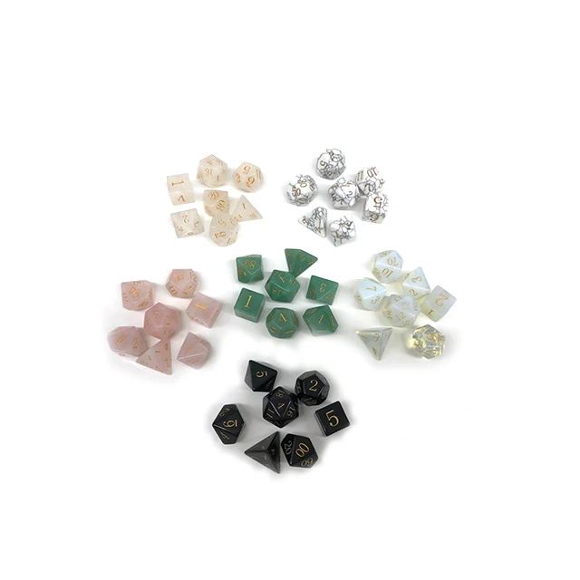 ENGRAVED obsidian dice Dungeons Dragons DND RPG 7 piece PRG gemstone dice set