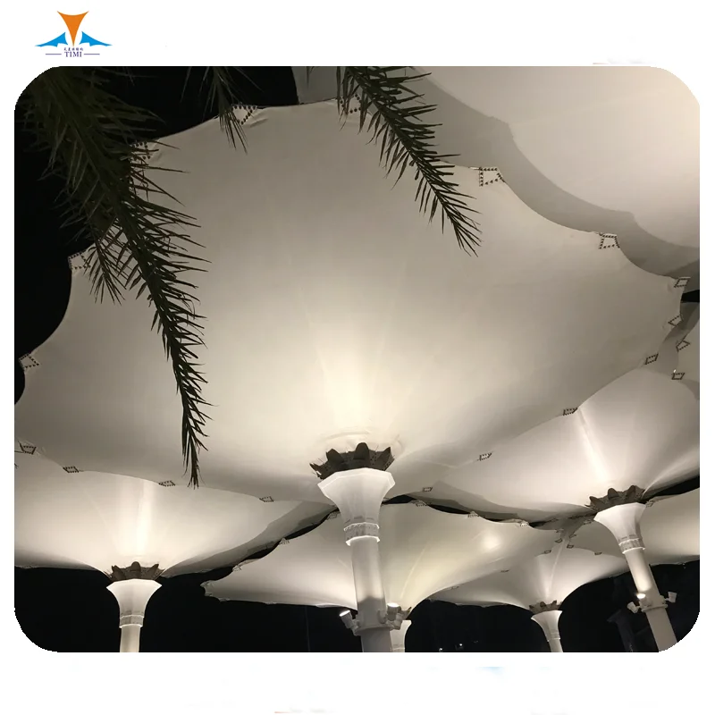 Architectural tensile membrane tulip umbrella with electric motor