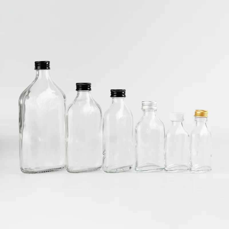 Glass Flask Whisky Bottle Glass bottles 50ml 100ml 200ml 250ml 350ml 500ml Juice Bottle with Lid