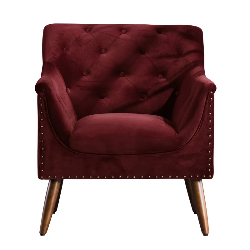 Wholesale American light luxury retro velvet fabric solo sofa tiger chair small living room bedroom casual European style French