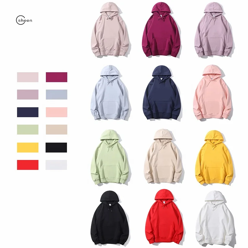 Custom logo 500gsm high quality oversized drop shoulder blank fleece hoodies for men plain white pullover sweatshirts