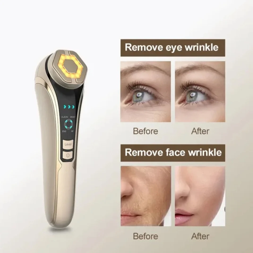 Facial Mesotherapy Electroporation LED Photon Skin Care Face Lifting Tighten Wrinkle Removal Eye Care RF Skin Tightening Machine