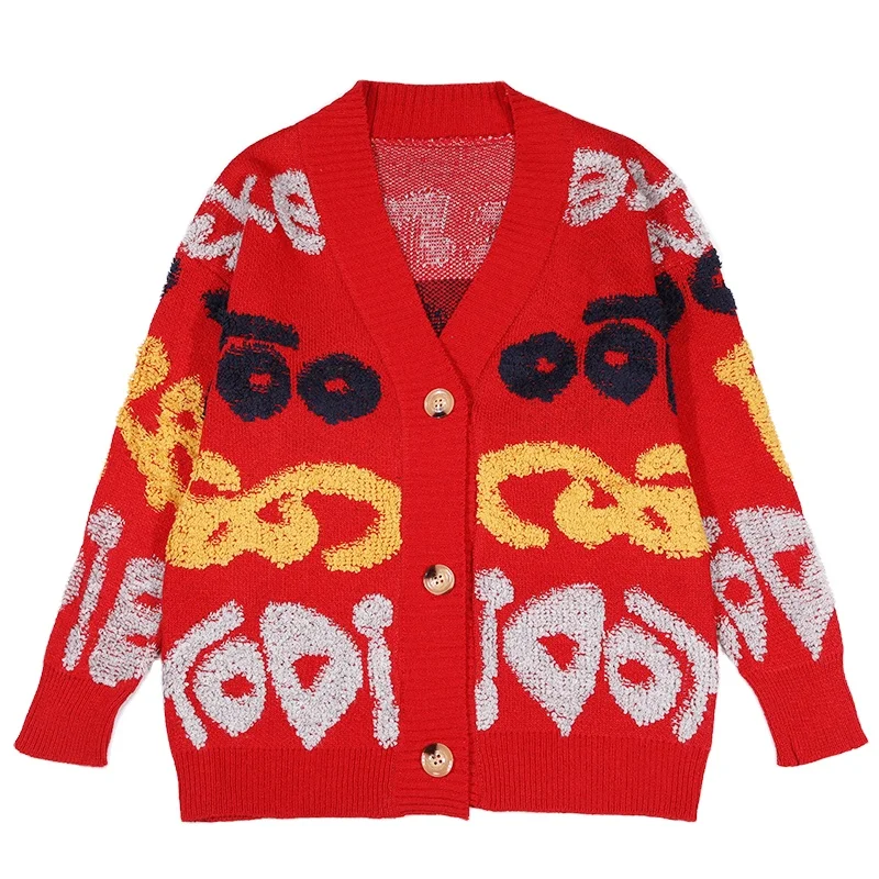 Custom LOGO OEM & ODM women sweater Jacquard Pattern ladies knitwear girls knit top winter knitted coat cardigan sweater women