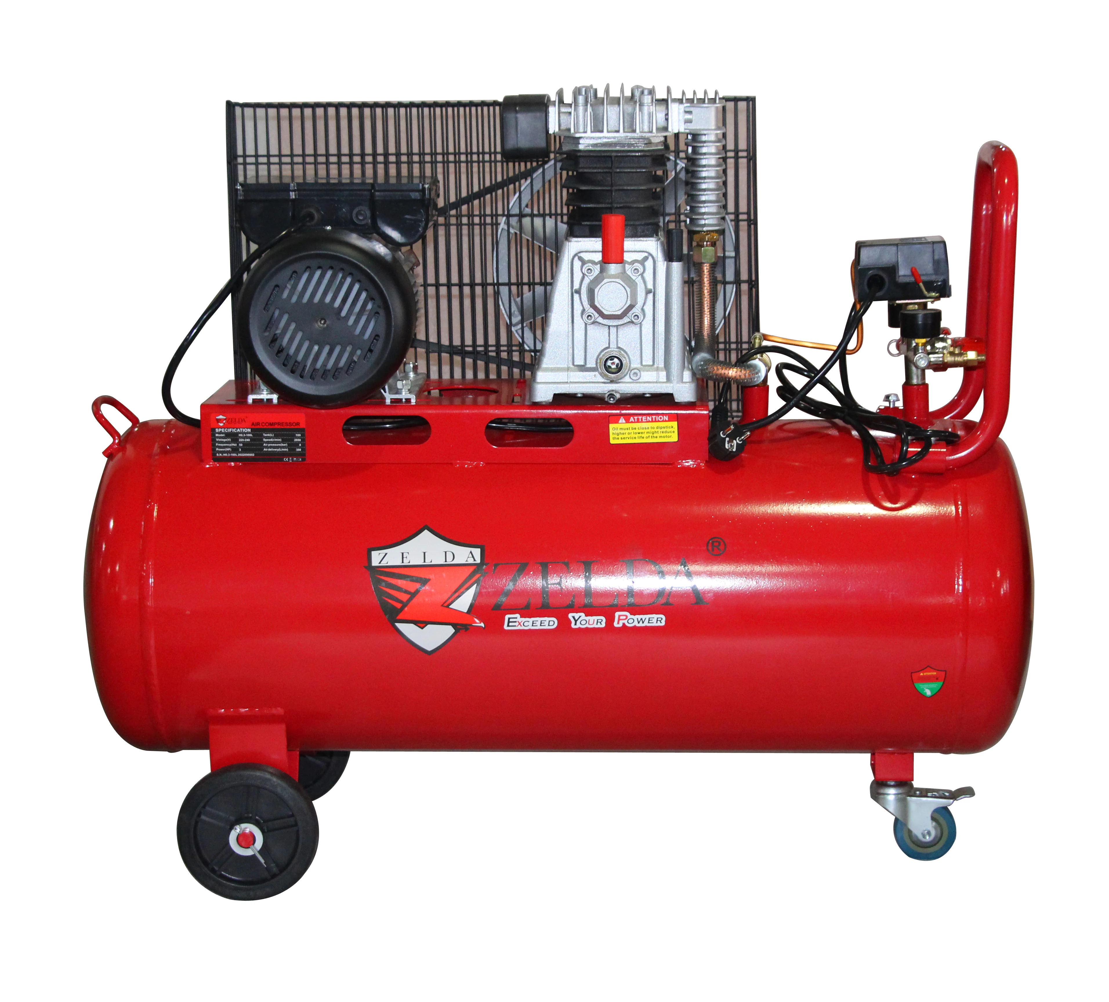Industrial Compresores De Aire 220V 3HP Belt Driven Air Compressor 100L For Cutter