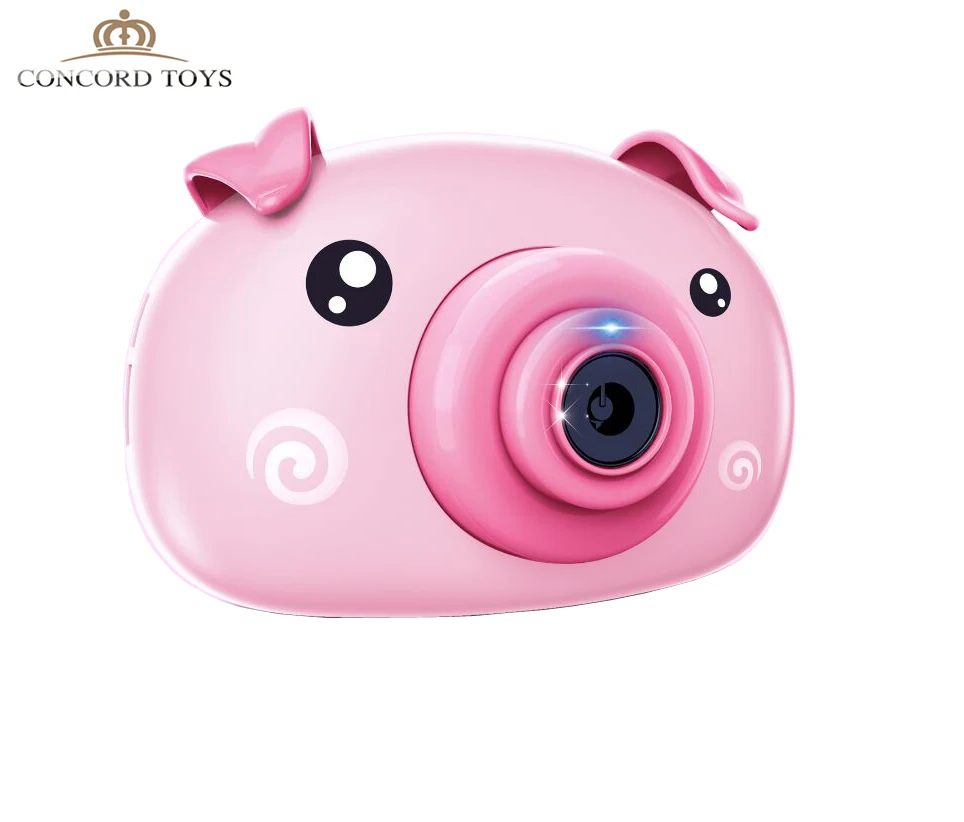 2020 Latest Design Bubble Maker Kids Electric Soap Bubble Machine Toys Hot Selling Pink Pig Bubble Camera with Lights and Musics