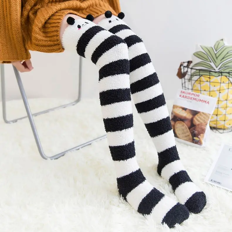 Japanese Mori Girl Animal Modeling Knee Socks Striped Cute Comfortable Thick Long Compression Winter Christmas Stockings
