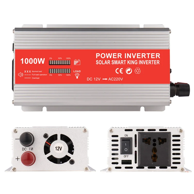 Модифицированный синусоидальный инвертор 1000 Вт 12 В постоянного тока в 220 В переменного тока с экраном, цифровой дисплей, инвертор, Интеллектуальный инвертор мощности