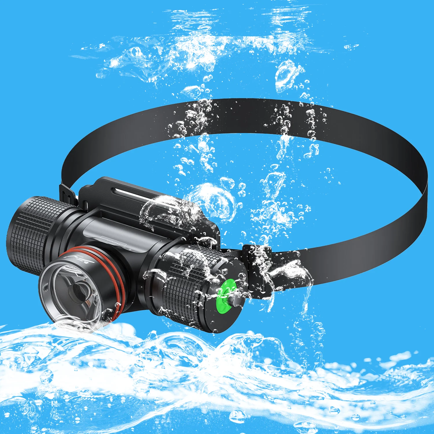 2024 Outdoor Ipx8 Waterproof Headlamp Full Waterproof LED Headlight Super Bright High