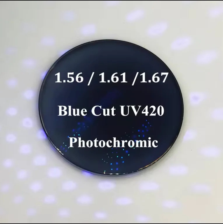 Optical Lens 1.56/1.61/1.67/1.59PC  Photochromic Blue Cut UV420 HMC Lens Photo Grey AR Coating Anti Blue Light Eyeglasses Lenses