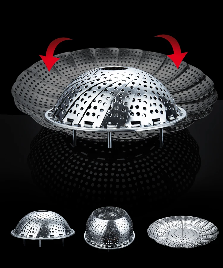 Stainless steel telescopic vegetable steamer Stainless Steel Collapsible Food Steamer Basket with Extension Handle