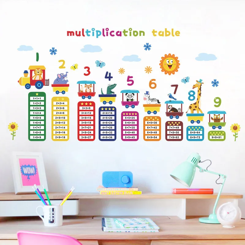Removable multiplication table 3d decals for nursery wall stickers wallpaper