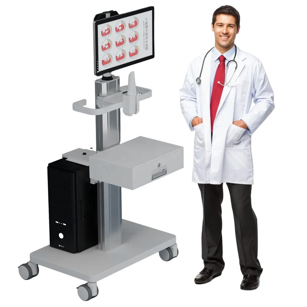 Likaymo Manufacture Aluminum+ABS Plastic Hospital Dental Oral Cart with Scanner Holder Office Mobile Trolley for Dental Clinic