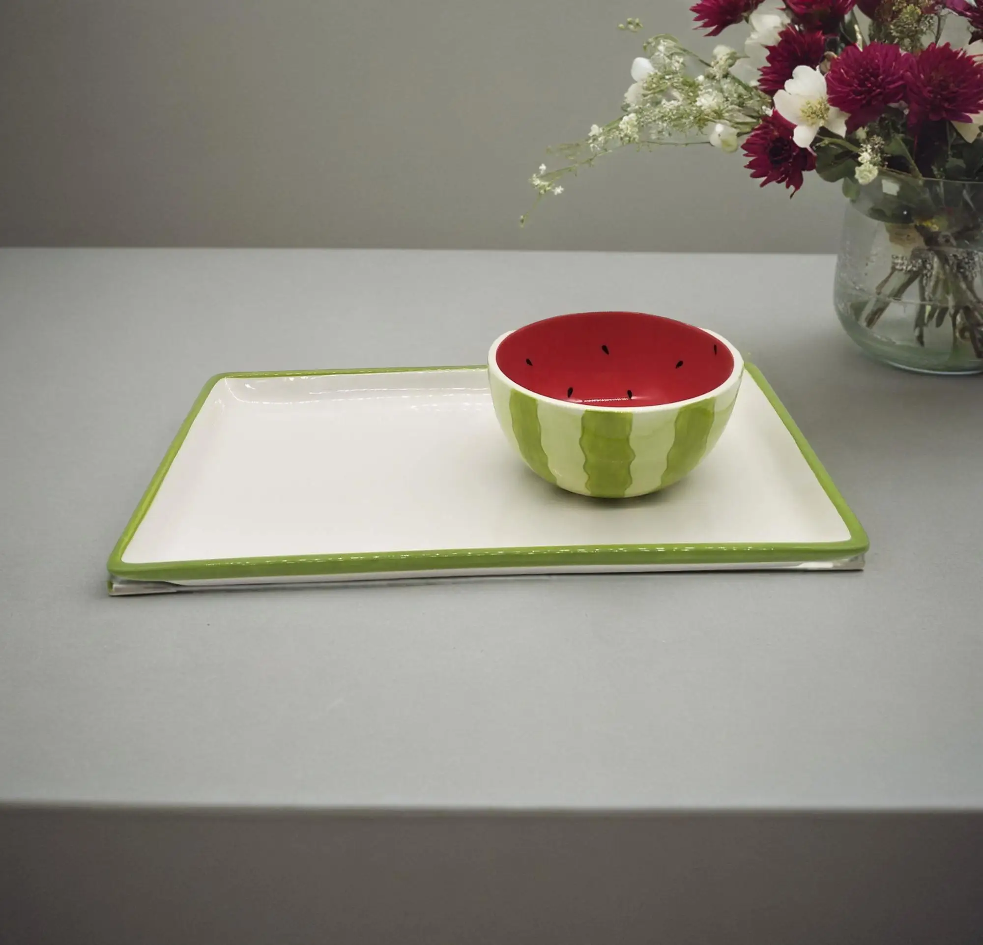 manufacturer cheap custom owl design ceramic chips and dips plate with bowl