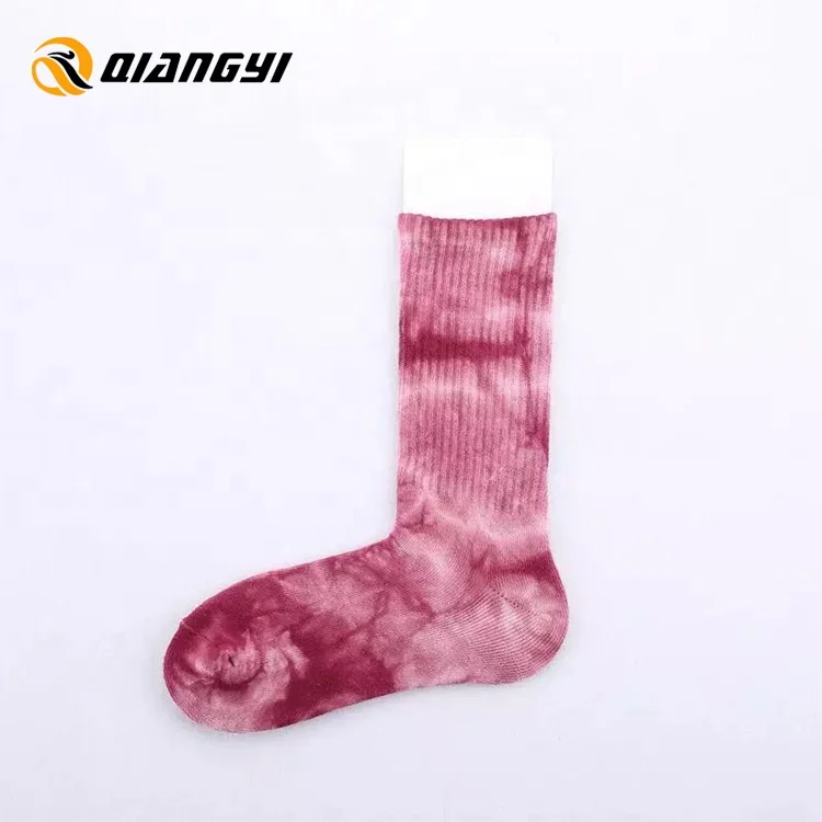  Custom designer embroidery logo Tie Dye Socks Wholesale Terry Cotton Athletic Crew