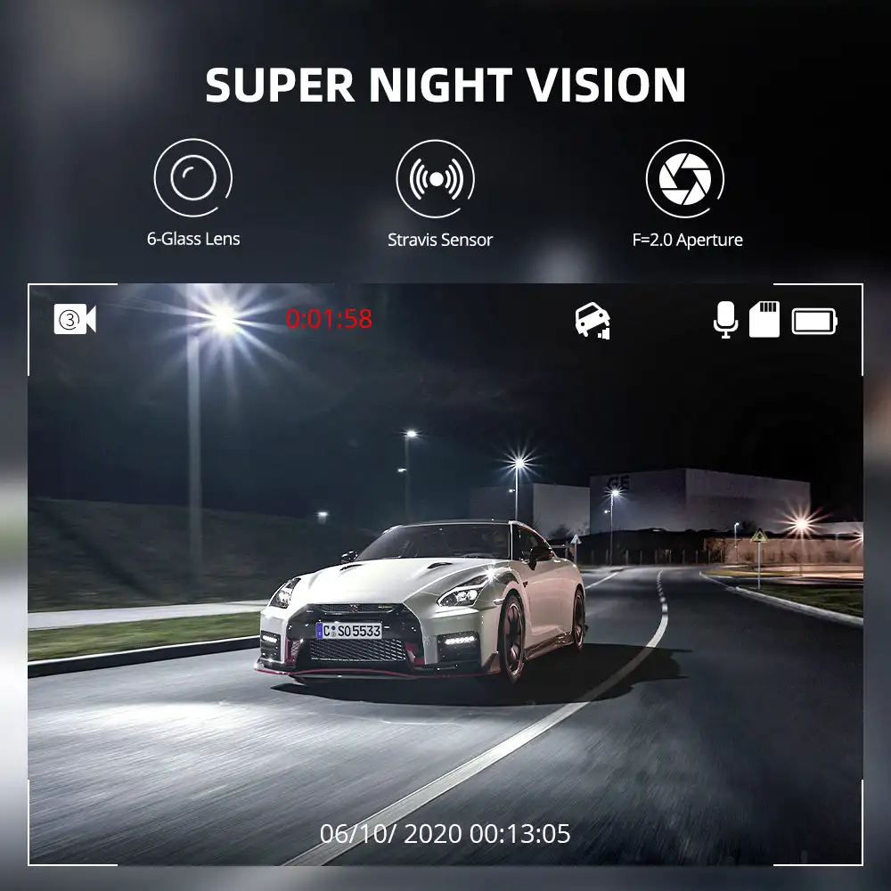 AZDOME M01 Pro 1080P ADAS DashCam Support Parking Mode Motion Detection G-Sensor Dash Cam 3 Inch Screen Car Camera Camcorder