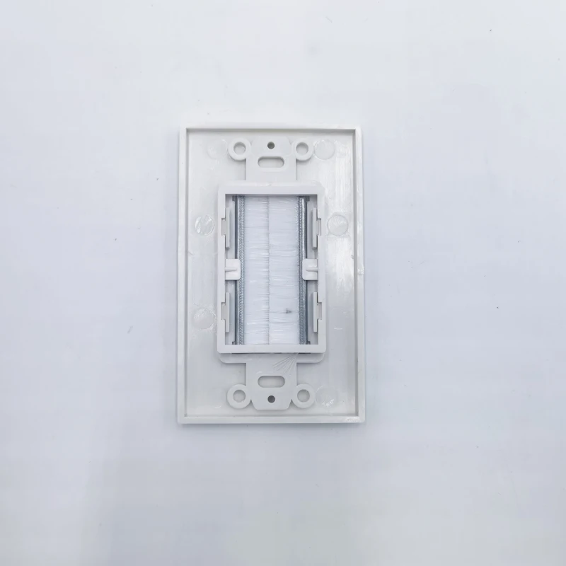 1-Gang Wall Plate Brush Style Opening Pass through Low Voltage Cable Plate in-Wall Installation for Speaker Wires