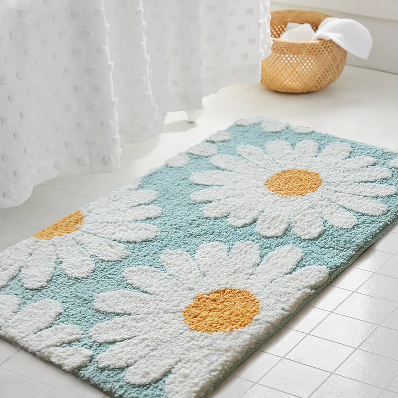 Small Daisy toilet thickened soft foot mat bathroom non-slip rugs home bedroom door tufted floor mat