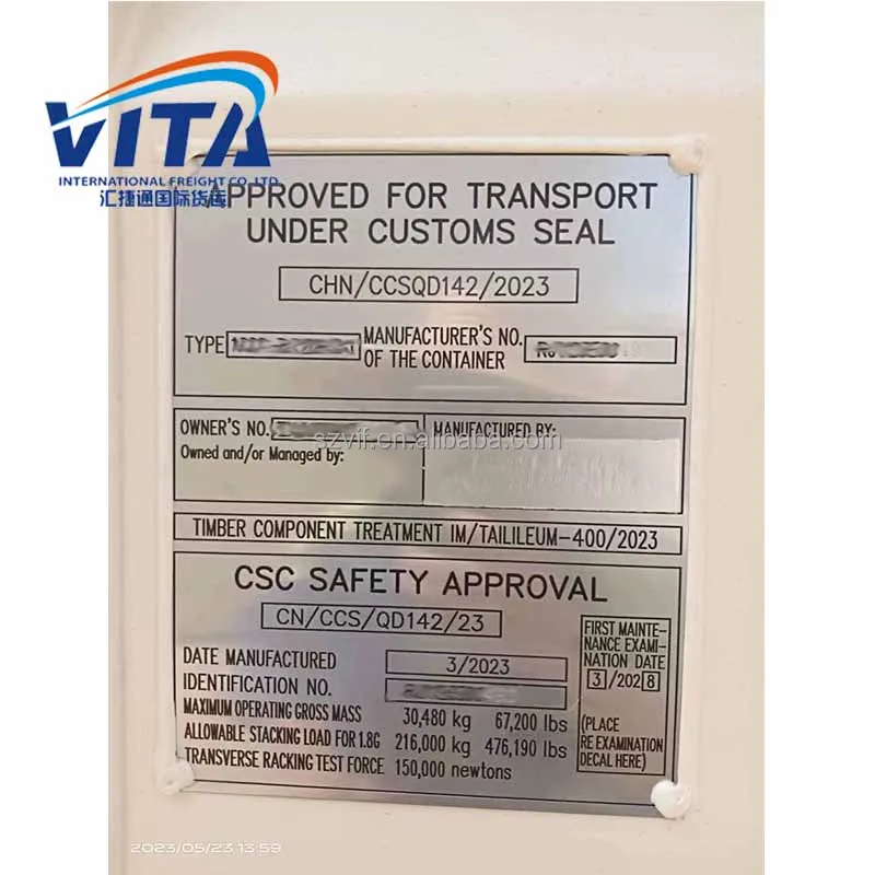Small Container Ships Dimensions in Meters Portable 20Ft Logistics From Ningbo to Chennai