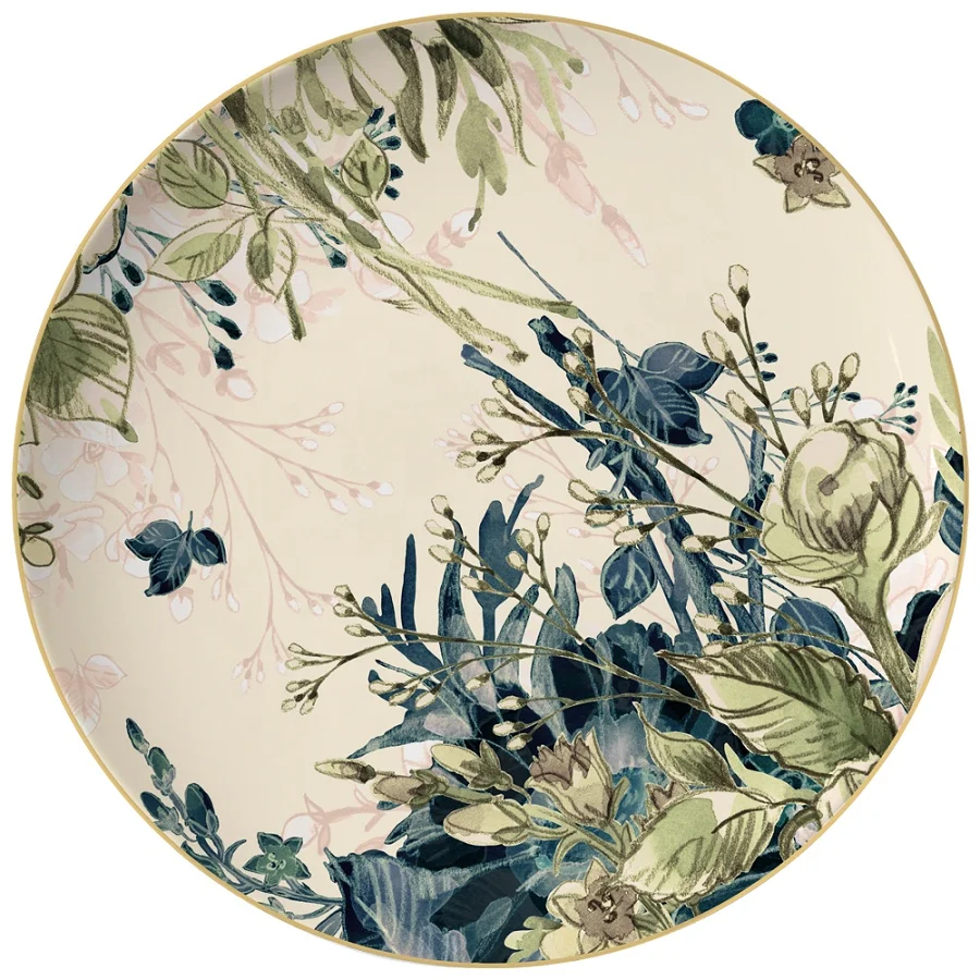 Wedding tableware ceramic fine bone china charger plates and plate set gold rim dinnerware sets