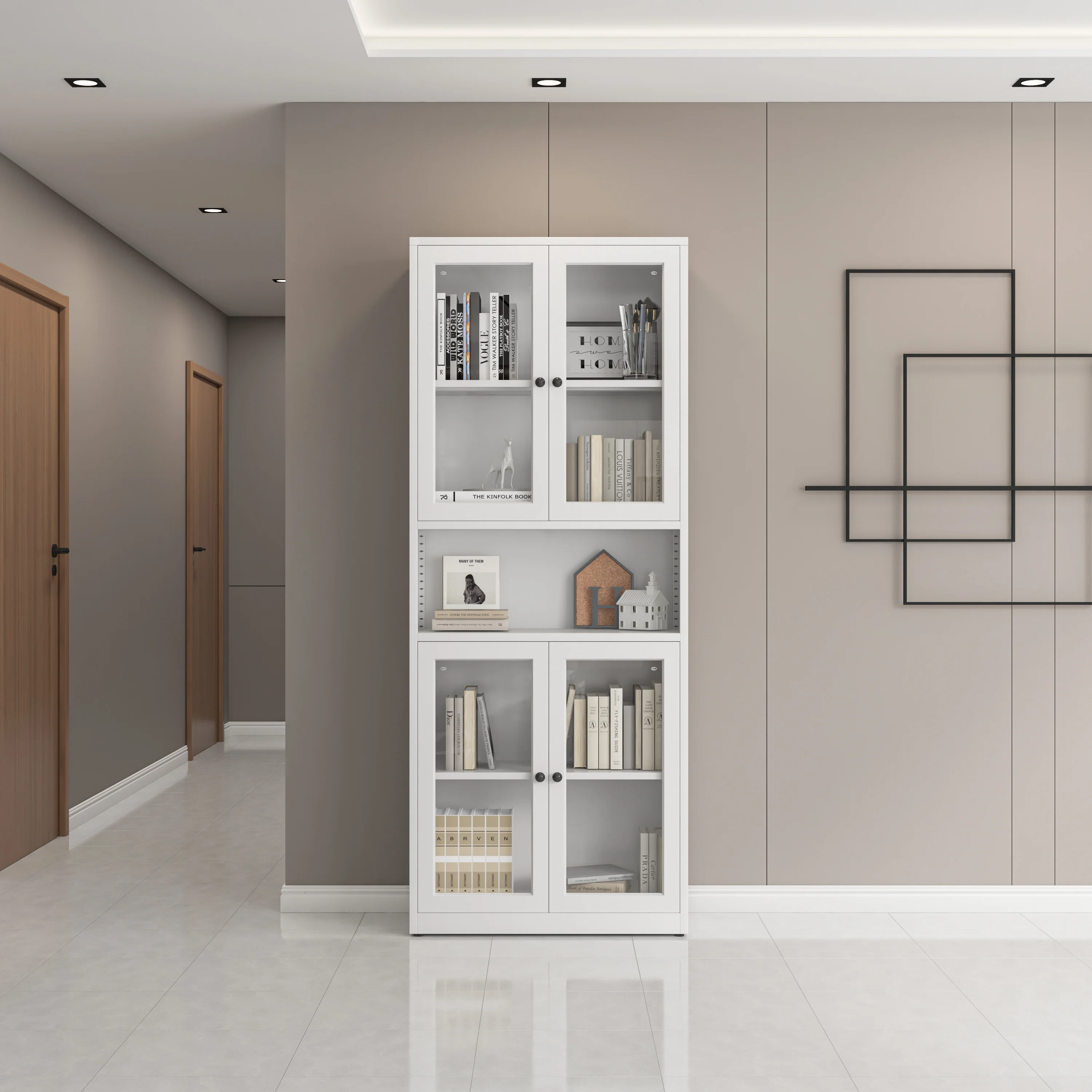 Hot Sale office unit cabinet bookcase showcase 4 door steel File Cabinet glass door  metal Filing Cabinet