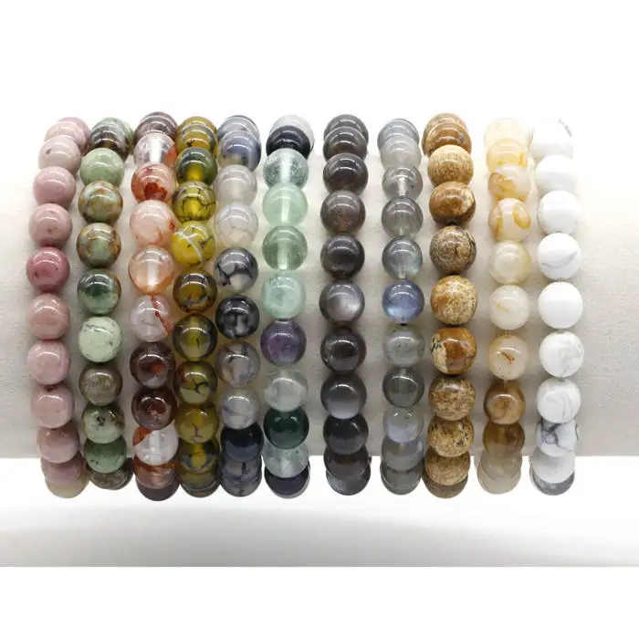 Wholesale Multi-Color Tiger Eye Beaded Elastic Bracelet 8mm Brown Green Blue Healing Gemstone Natural Bracelet Fashion Jewelry