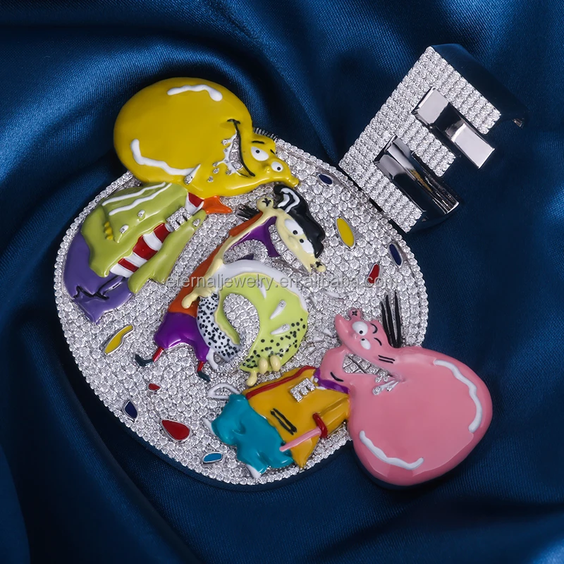 100% на заказ Алмазный тестер VVS Moissanite кулон со льдом из серебра 925 пробы золотое покрытие 3D эмалевый узор подвеска