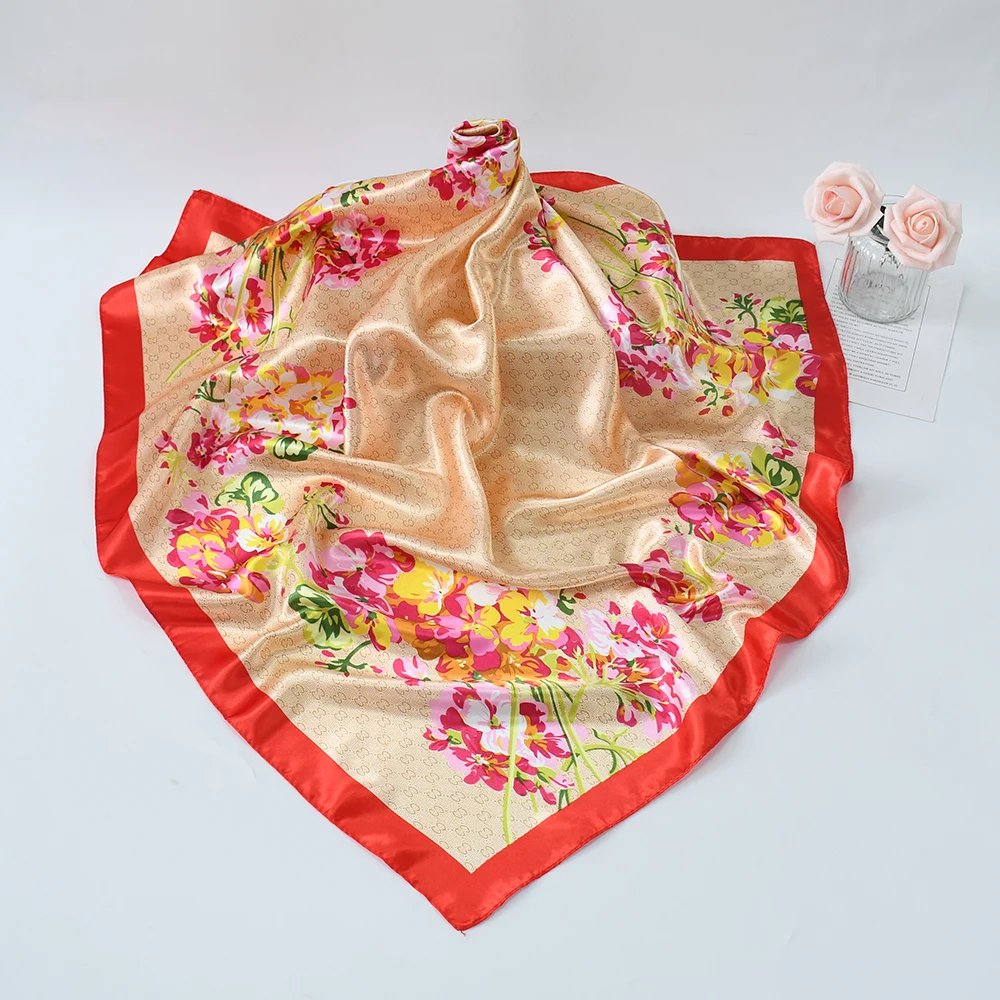 High Quality Designer Silk Satin Scarfs Custom Printed Silk Scarves