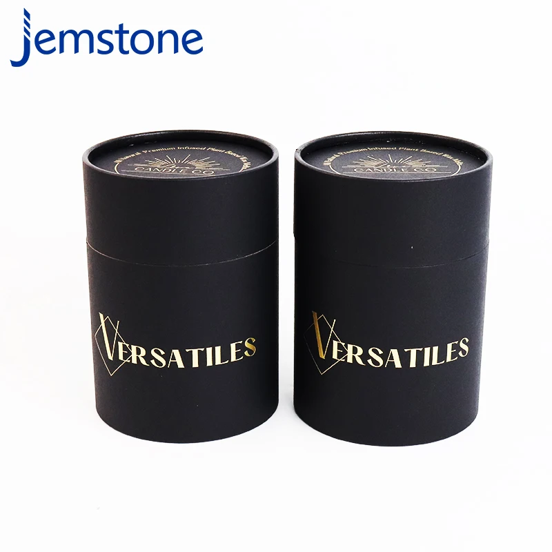 Custom Logo Biodegradable Coffee Tea Cylinder Round Tube Food Grade black Cardboard cosmetic jar cardboard box for cosmetics